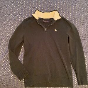 Men's Abercrombie green cotton knit Sweater with Cream Collar